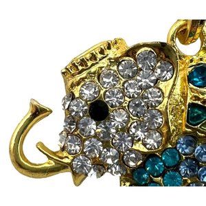 Elephant Rhinestone ELEPHANT Multi Colored Blue Pendant Necklace 27"